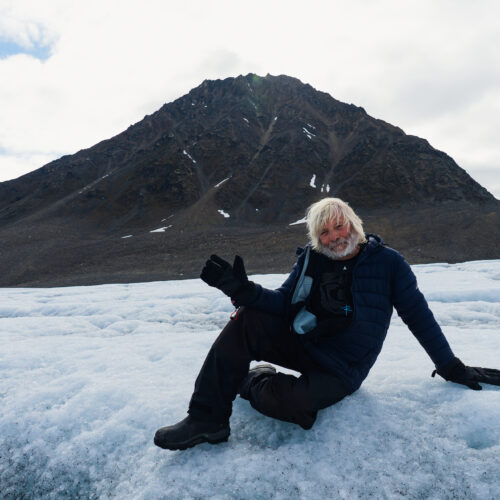 Brett Dingwall on glacier in Svalbard